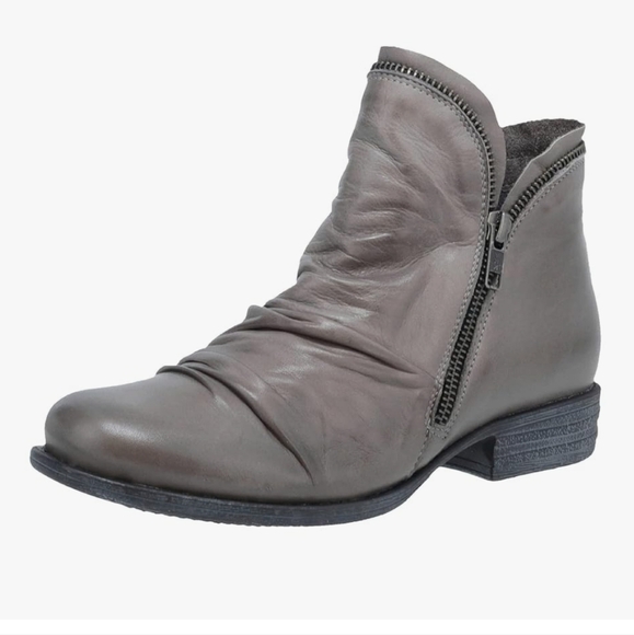 Miz Mooz Gray Ankle Booties with Side Zipper and Low Heel - Picture 1 of 6